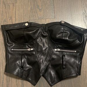 Corset Top Black leather with Zips